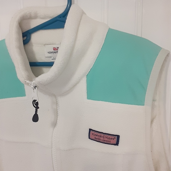 Vineyard Vines XXS fleece vest white and aqua - Picture 8 of 13